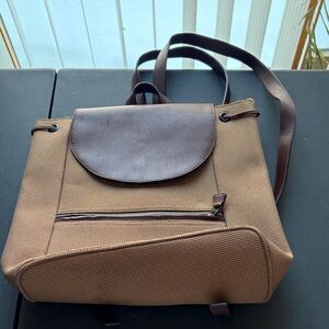 LL Bean Brown Leather Backpack Purse